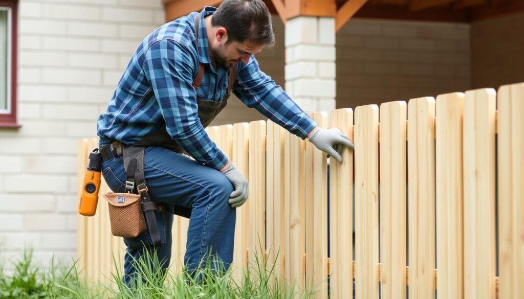 A detailed breakdown of palisade fence panel pricing, showcased in a clean, minimalistic illustration. The image features a neutral-toned palisade fence panel in the foreground, with a clear, evenly-lit background to highlight the key details. The panel is displayed at a slight angle, allowing viewers to see the texture and construction. In the middle ground, a simple grid layout displays the cost breakdown per panel, including materials, installation, and any additional fees. The background is a plain, off-white surface, ensuring the pricing information is the focal point. The overall mood is informative and straightforward, designed to visually support the article's comprehensive palisade fencing price guide.