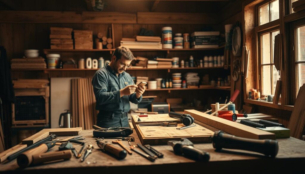 A dimly lit workshop interior, with a workbench in the foreground showcasing various carpentry tools and materials used for wood rot repair and structural maintenance. In the middle ground, a skilled handyman examines a section of damaged wood, assessing the necessary repairs. The background features shelves stocked with an array of wood products, adhesives, and fasteners, conveying the expertise and resources available for comprehensive carpentry services. Warm, natural lighting from a window casts a gentle glow, highlighting the textures and details of the scene. The overall atmosphere evokes a sense of professionalism, attention to detail, and a commitment to preserving the structural integrity of the property. A dimly lit workshop interior, with a workbench in the foreground showcasing various carpentry tools and materials used for wood rot repair and structural maintenance. In the middle ground, a skilled handyman examines a section of damaged wood, assessing the necessary repairs. The background features shelves stocked with an array of wood products, adhesives, and fasteners, conveying the expertise and resources available for comprehensive carpentry services. Warm, natural lighting from a window casts a gentle glow, highlighting the textures and details of the scene. The overall atmosphere evokes a sense of professionalism, attention to detail, and a commitment to preserving the structural integrity of the property.