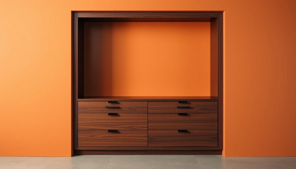 A sleek, modern built-in cabinet against a warm, minimalist backdrop. The cabinet's frame and drawers are made of rich, dark wood, with clean lines and subtle hardware. The focus is on a clear breakdown of the per-metre pricing, displayed on a series of floating holographic panels that project dimensional cost data. Diffused, soft lighting creates a sense of sophistication, while the overall composition suggests a high-end, luxury interior design setting. A sleek, modern built-in cabinet against a warm, minimalist backdrop. The cabinet's frame and drawers are made of rich, dark wood, with clean lines and subtle hardware. The focus is on a clear breakdown of the per-metre pricing, displayed on a series of floating holographic panels that project dimensional cost data. Diffused, soft lighting creates a sense of sophistication, while the overall composition suggests a high-end, luxury interior design setting.